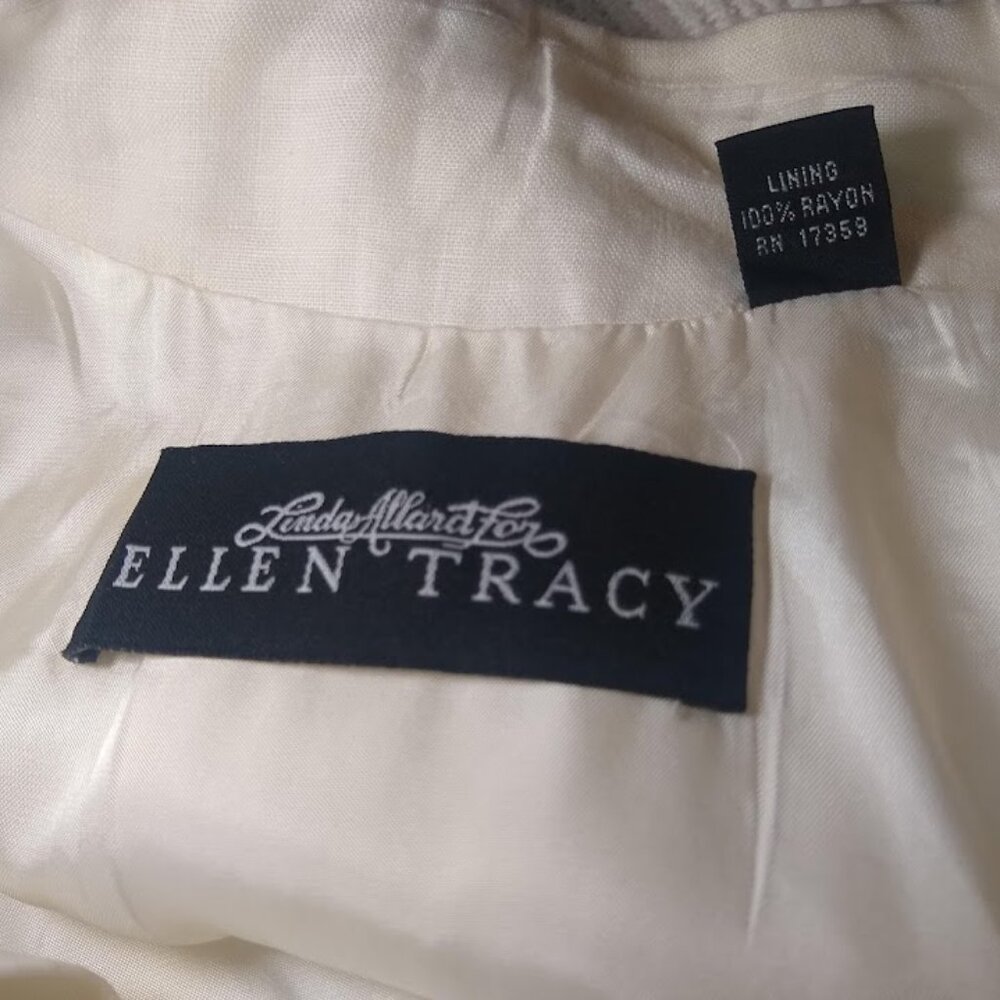 Vintage 80's Ellen Tracy size 12 ivory/cream linen suit jacket - Picture 7 of 16